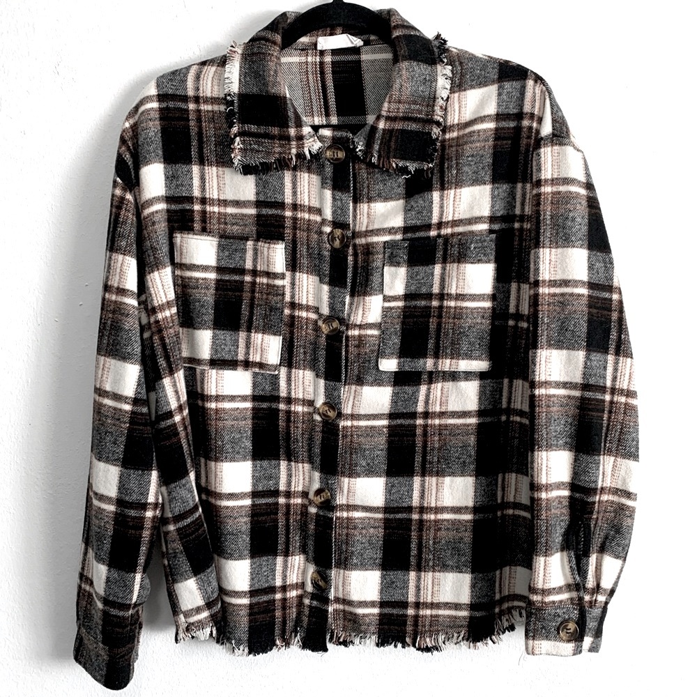 Sage “The Label” Plaid Buttoned Front Jacket